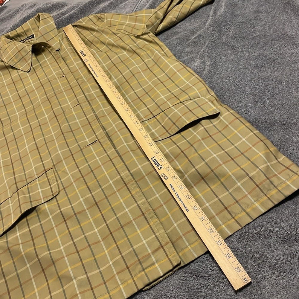 Vintage Brooks Brothers Women's Button Jacket Trench Mid Length, Beige Plaid, Lg - Picture 12 of 16